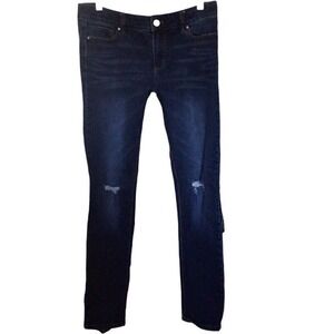 SALE White House Black Market Skinny Leg Jeans Dark Wash Distressed Size 6